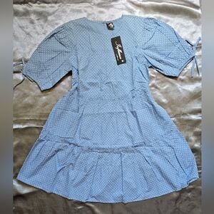 Polka dot puff sleeve tiered Smoke Dress. NEW!!